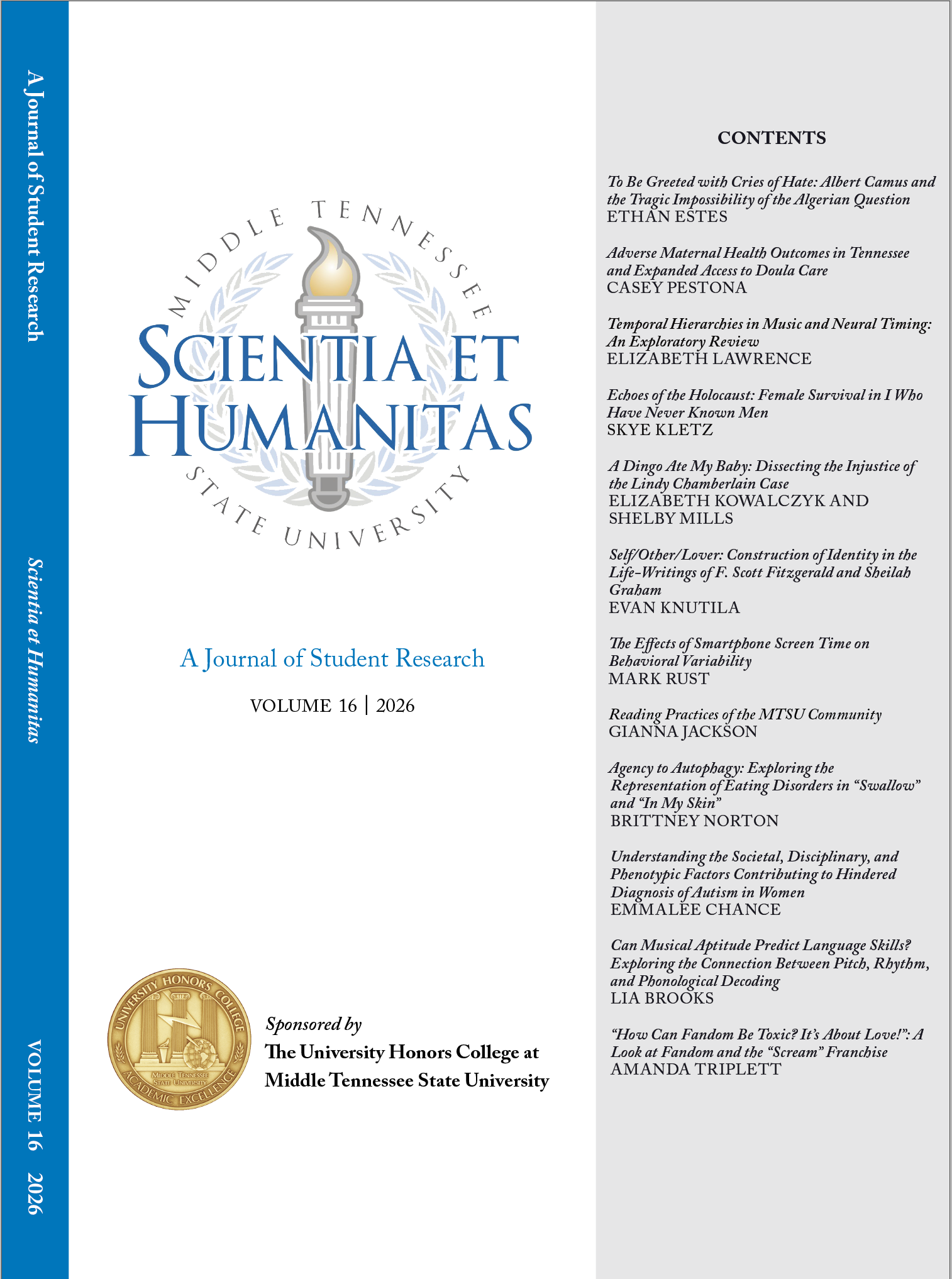 					View Vol. 16 No. 1 (2026): Scientia et Humanitas: A Journal of Student Research
				